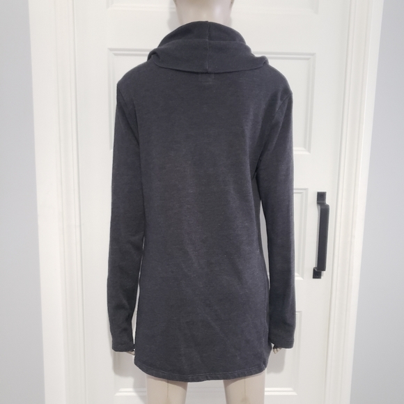 Converse Cowel Neck Long Pullover Sweater Womens L Grey Stretch Top - Picture 2 of 9